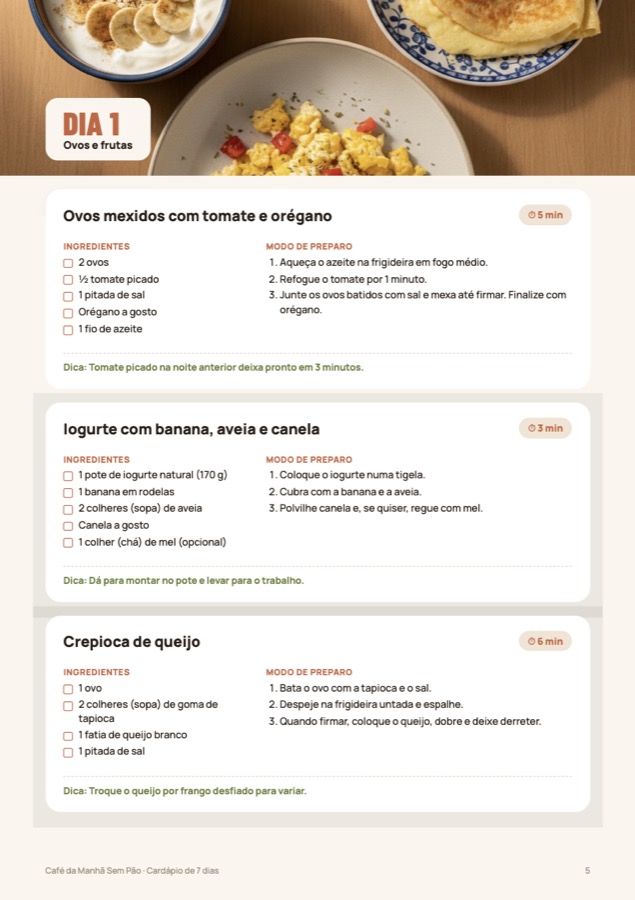 Receitas em cartão